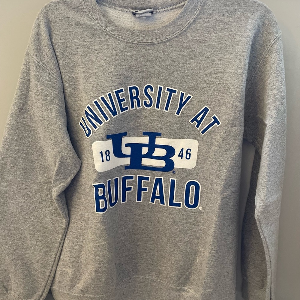 University at Buffalo (UB) grey and blue crewneck